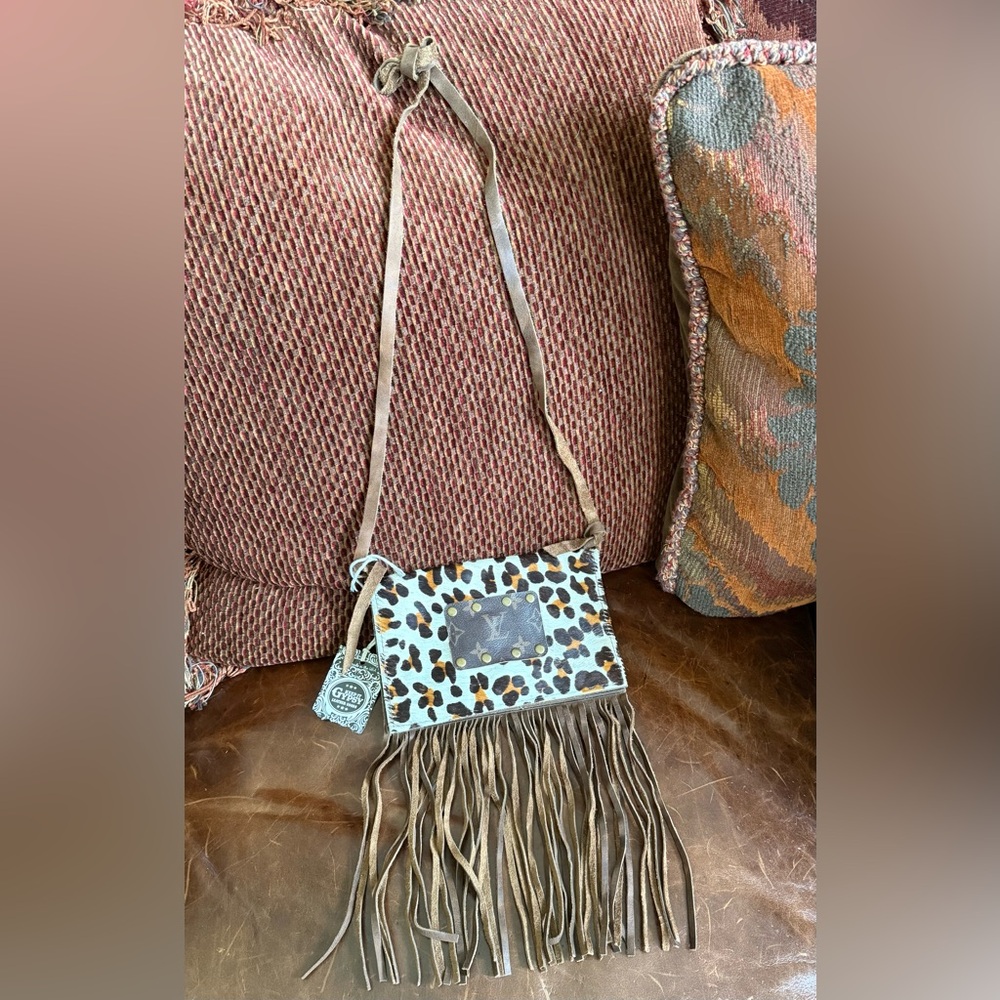 Keep It Gypsy Hair on Hide Genuine Design Patch Leather Leopard Wallet Crossbody